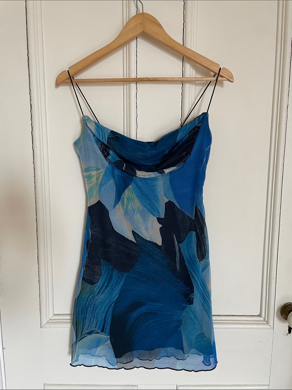 Princess Polly Black Dress with Blue Trim